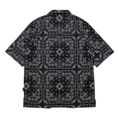 BLUCO / OPEN COLLAR SHIRT -BANDANA- (BLACK)