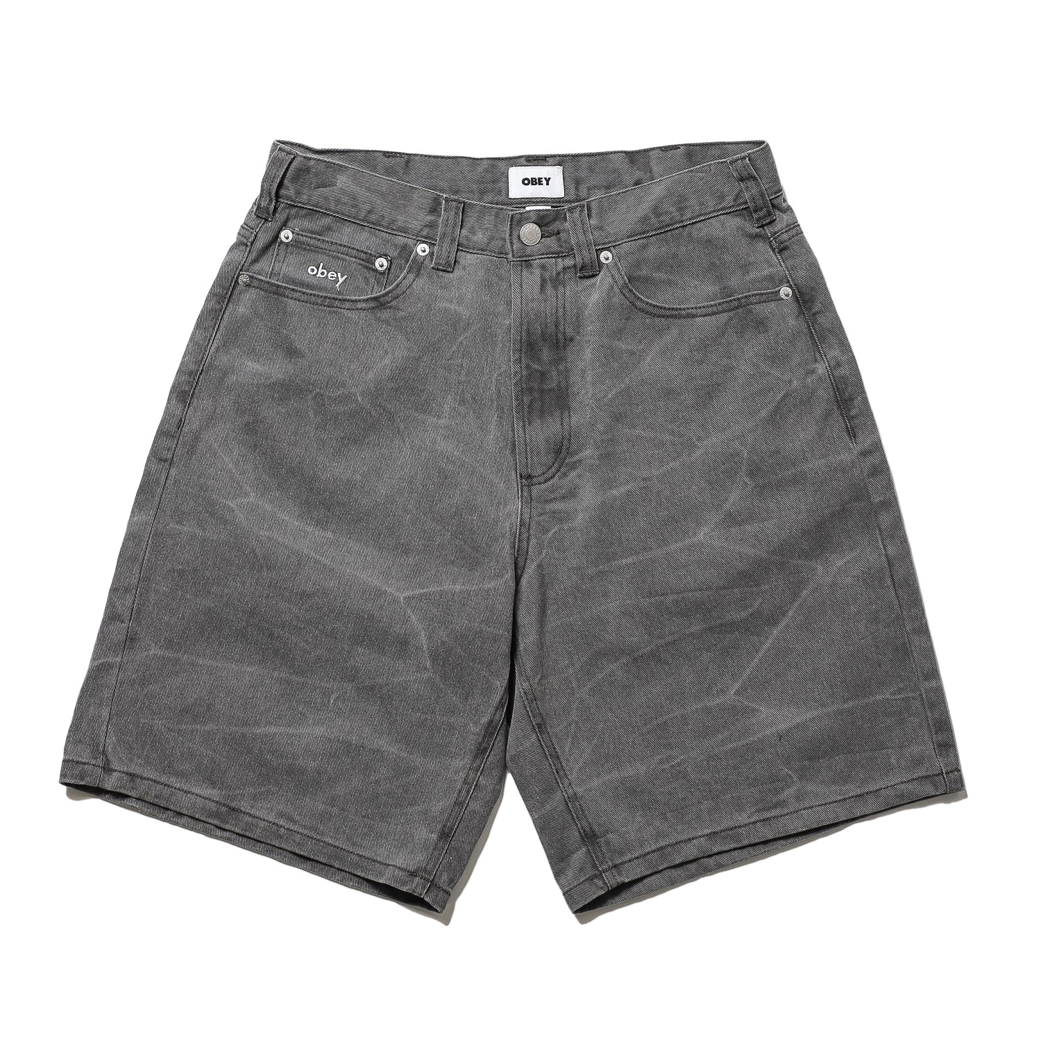 OBEY / BIGWIG BAGGY DENIM SHORT (BLACK WRINKLE WASH) – Feelin'