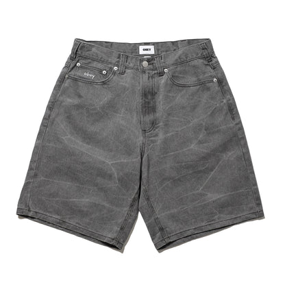 OBEY / BIGWIG BAGGY DENIM SHORT (BLACK WRINKLE WASH)