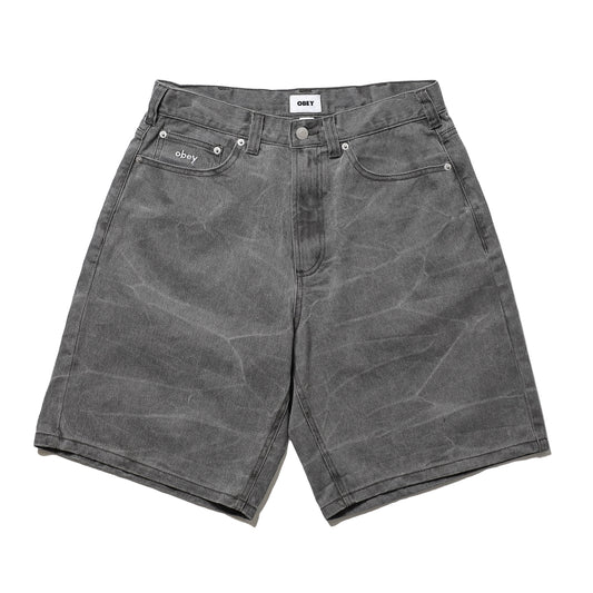 OBEY / BIGWIG BAGGY DENIM SHORT (BLACK WRINKLE WASH)