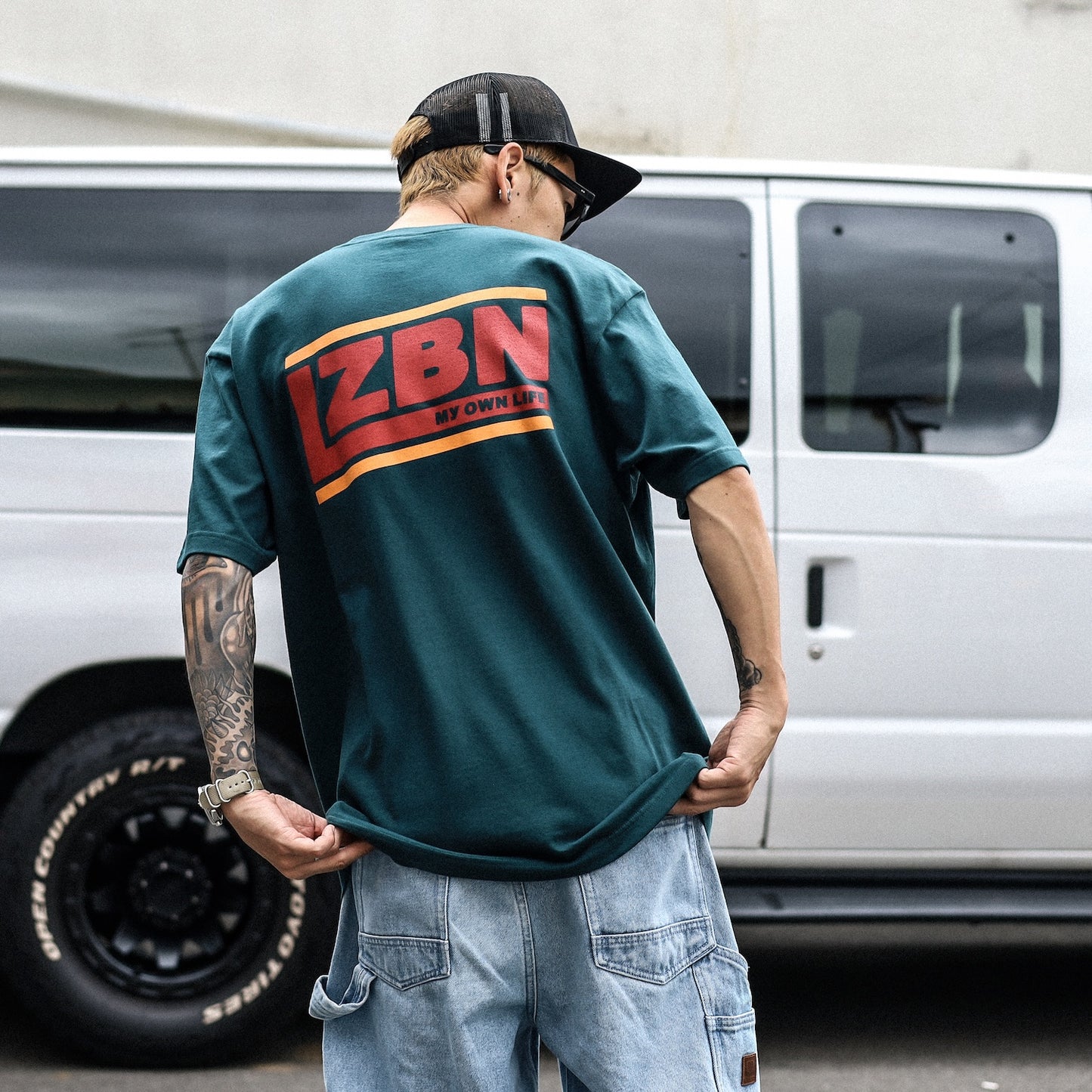 LZBN / SLANT LOGO TEE (TEAL GREEN)