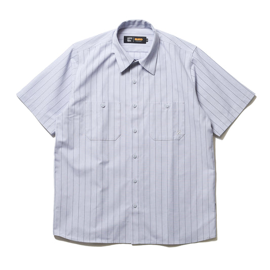 BLUCO / STANDARD STRIPE WORK SHIRT S/S (SAX BLUE)