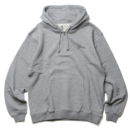 BLUCO / HEAVY PILE SWEAT HALF ZIP HOODIE -EMB- (GRAY)