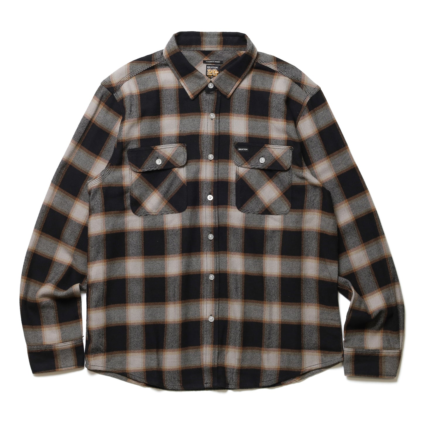 BRIXTON / 20TH ANNIVERSARY BOWERY FLANNEL SHIRT (BLACK/CREAM)