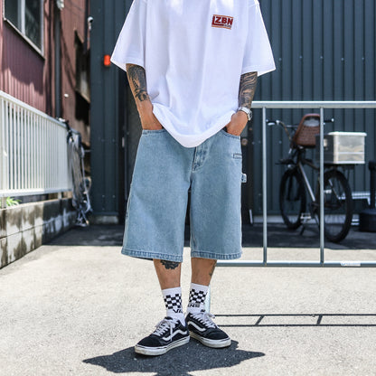 BRIXTON / BUILDERS CARPENTER BAGGY SHORT (WASHED BLUE DENIM)