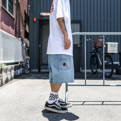 BRIXTON / BUILDERS CARPENTER BAGGY SHORT (WASHED BLUE DENIM)