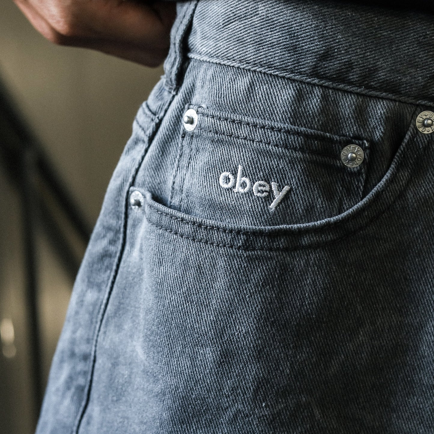 OBEY / BIGWIG BAGGY DENIM SHORT (BLACK WRINKLE WASH)