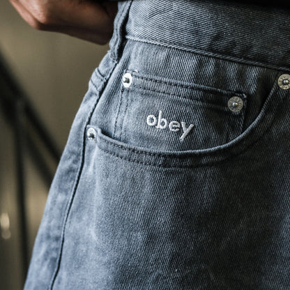 OBEY / BIGWIG BAGGY DENIM SHORT (BLACK WRINKLE WASH)
