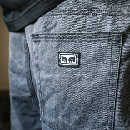 OBEY / BIGWIG BAGGY DENIM SHORT (BLACK WRINKLE WASH)