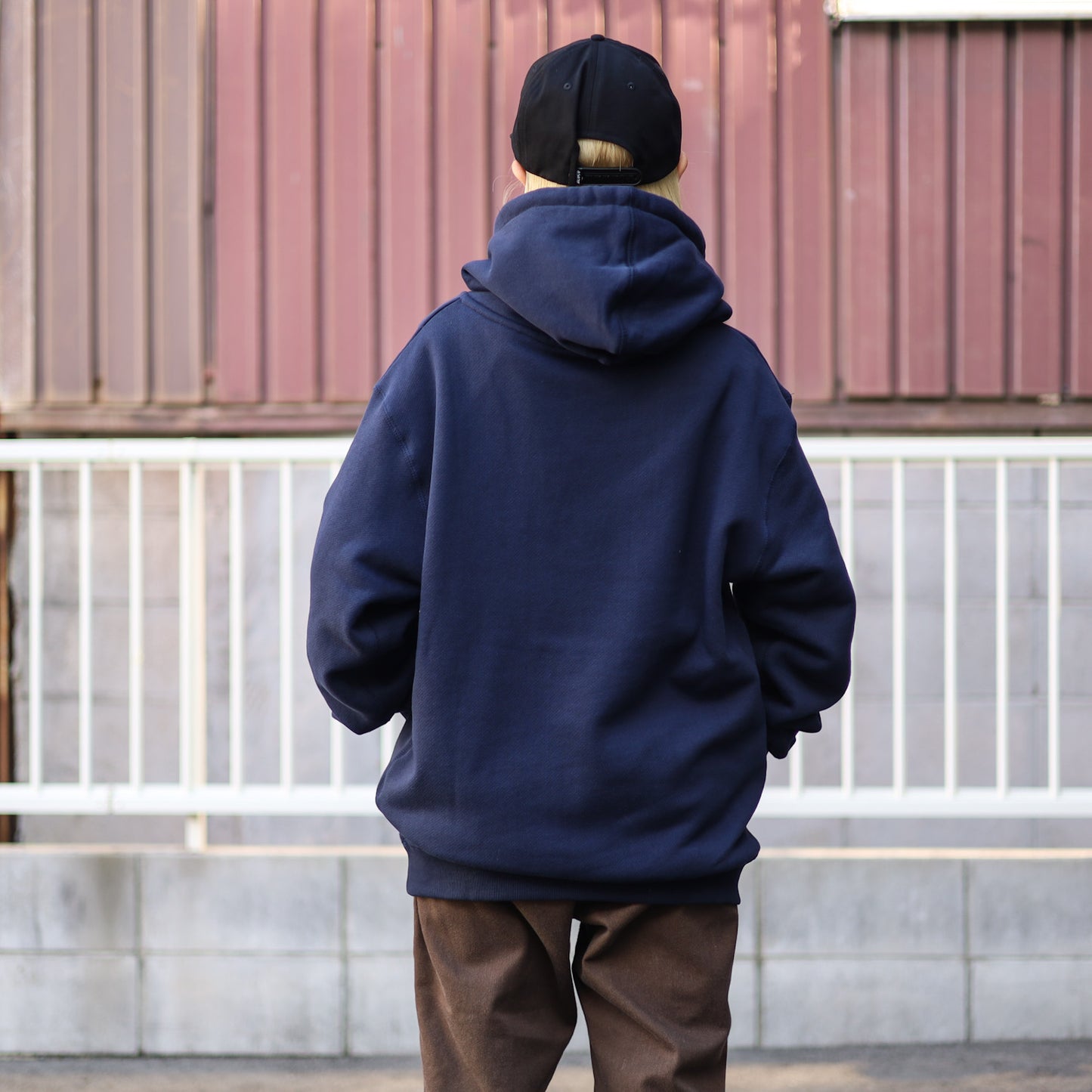 BLUCO / HEAVY PILE SWEAT HALF ZIP HOODIE -EMB- (NAVY)