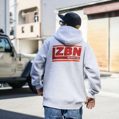 LZBN / SLANT LOGO PULLOVER HOODIE (ASH)