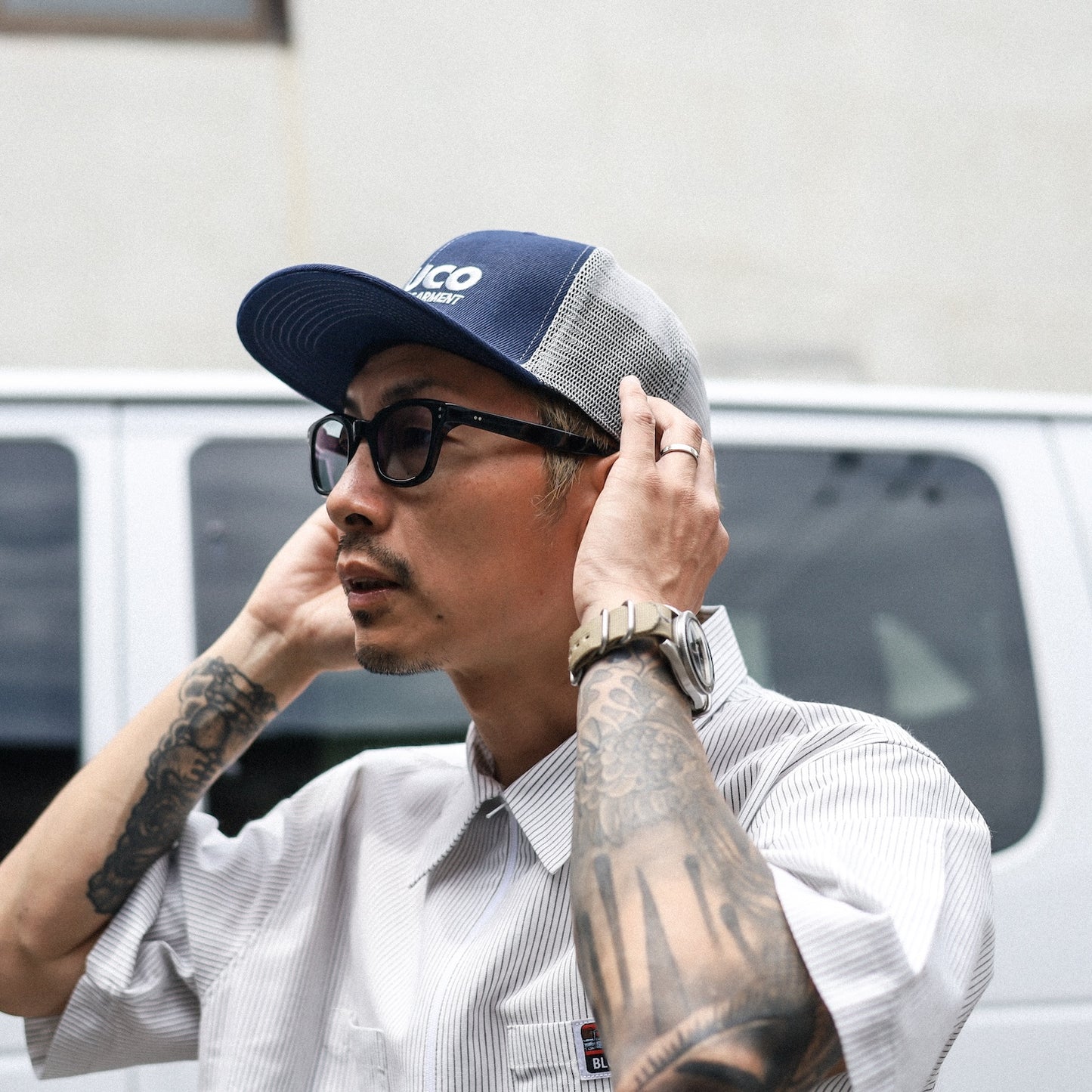 BLUCO / 6-PANEL MESH CAP -BWG- (NAVY/L.GRAY)