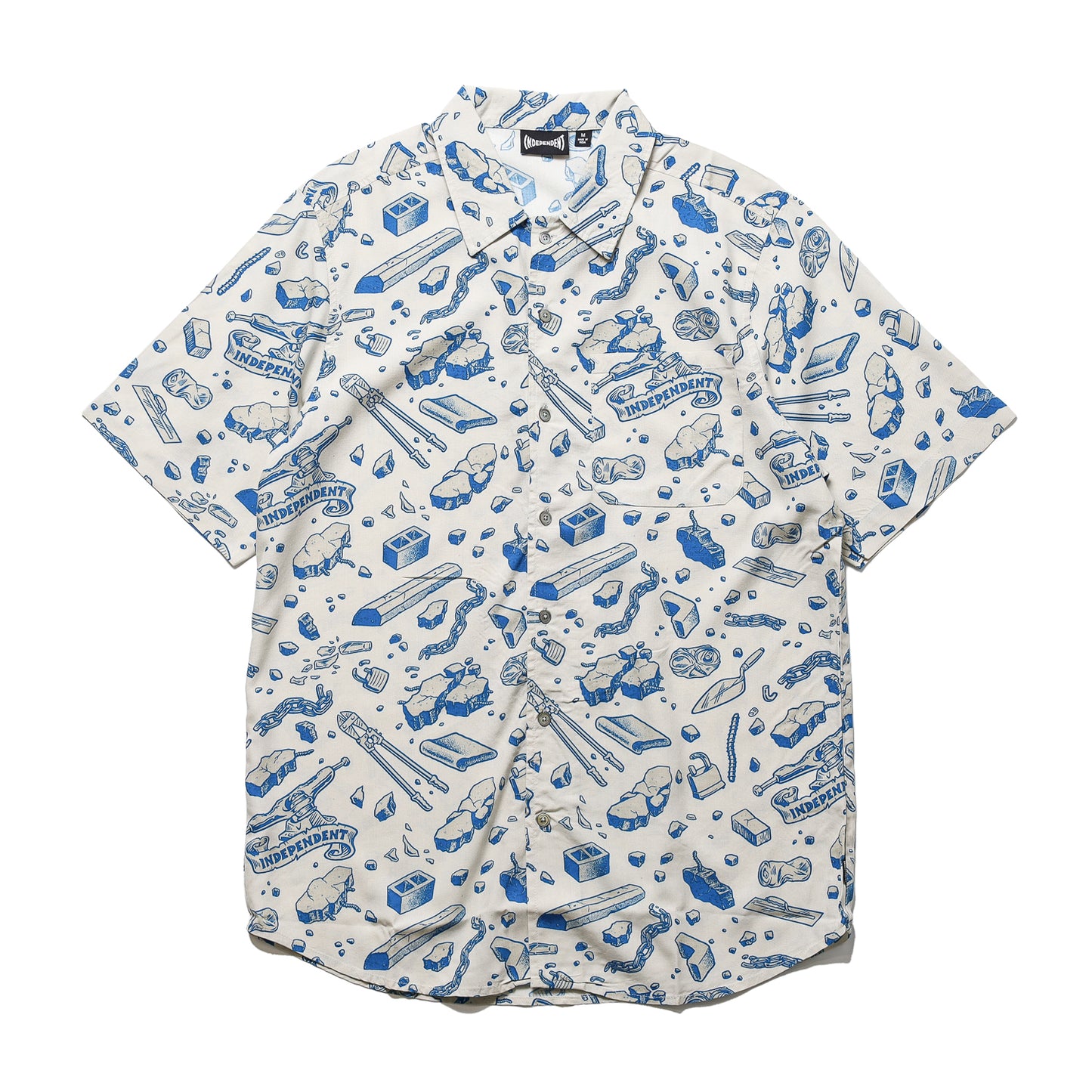 INDEPENDENT / UNDER THE BRIDGE PATTERN S/S SHIRT (CONCRETE/BLUE)