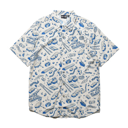 INDEPENDENT / UNDER THE BRIDGE PATTERN S/S SHIRT (CONCRETE/BLUE)
