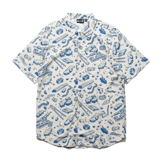 INDEPENDENT / UNDER THE BRIDGE PATTERN S/S SHIRT (CONCRETE/BLUE)