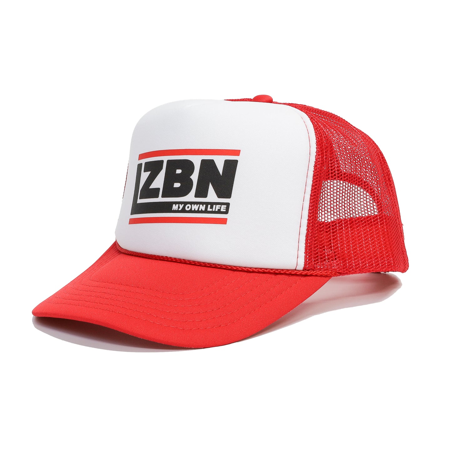 LZBN / SLANT LOGO MESH CAP (RED/WHITE)