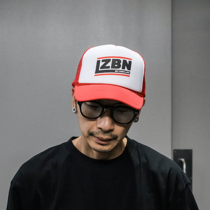 LZBN / SLANT LOGO MESH CAP (RED/WHITE)