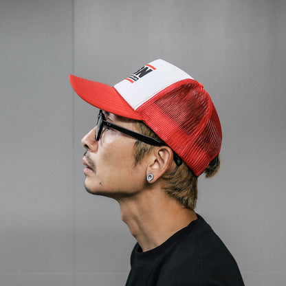 LZBN / SLANT LOGO MESH CAP (RED/WHITE)