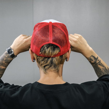 LZBN / SLANT LOGO MESH CAP (RED/WHITE)