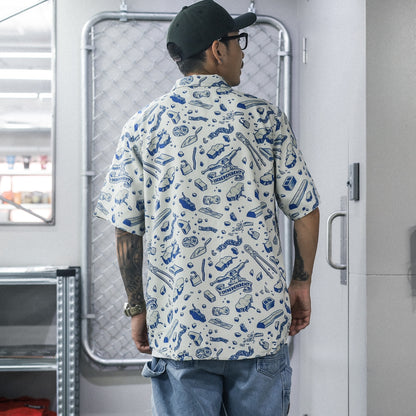 INDEPENDENT / UNDER THE BRIDGE PATTERN S/S SHIRT (CONCRETE/BLUE)