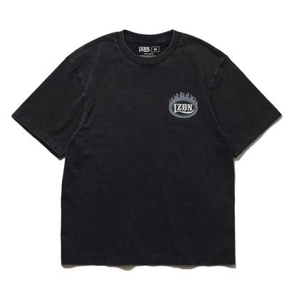LZBN / FLAME OVAL LOGO FADED WASH TEE (FADED BLACK)