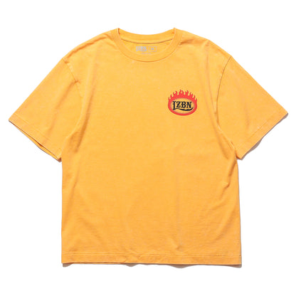 LZBN / FLAME OVAL LOGO FADED WASH TEE (FADED YELLOW)