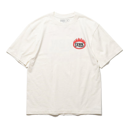 LZBN / FLAME OVAL LOGO FADED WASH TEE (FADED WHITE)