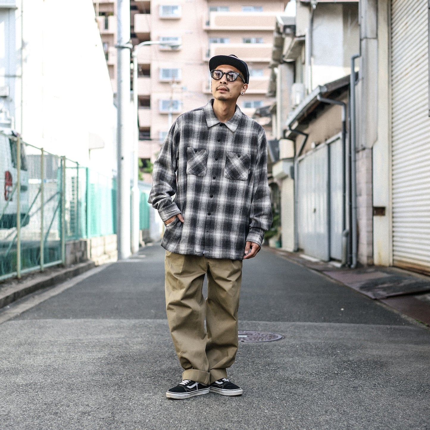 BLUCO / OMBRE CHECK FLANNEL SHIRTS (BLACK)