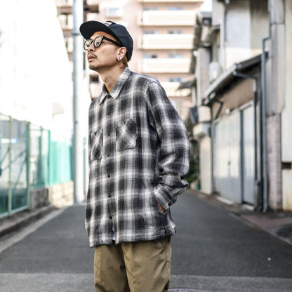 BLUCO / OMBRE CHECK FLANNEL SHIRTS (BLACK)