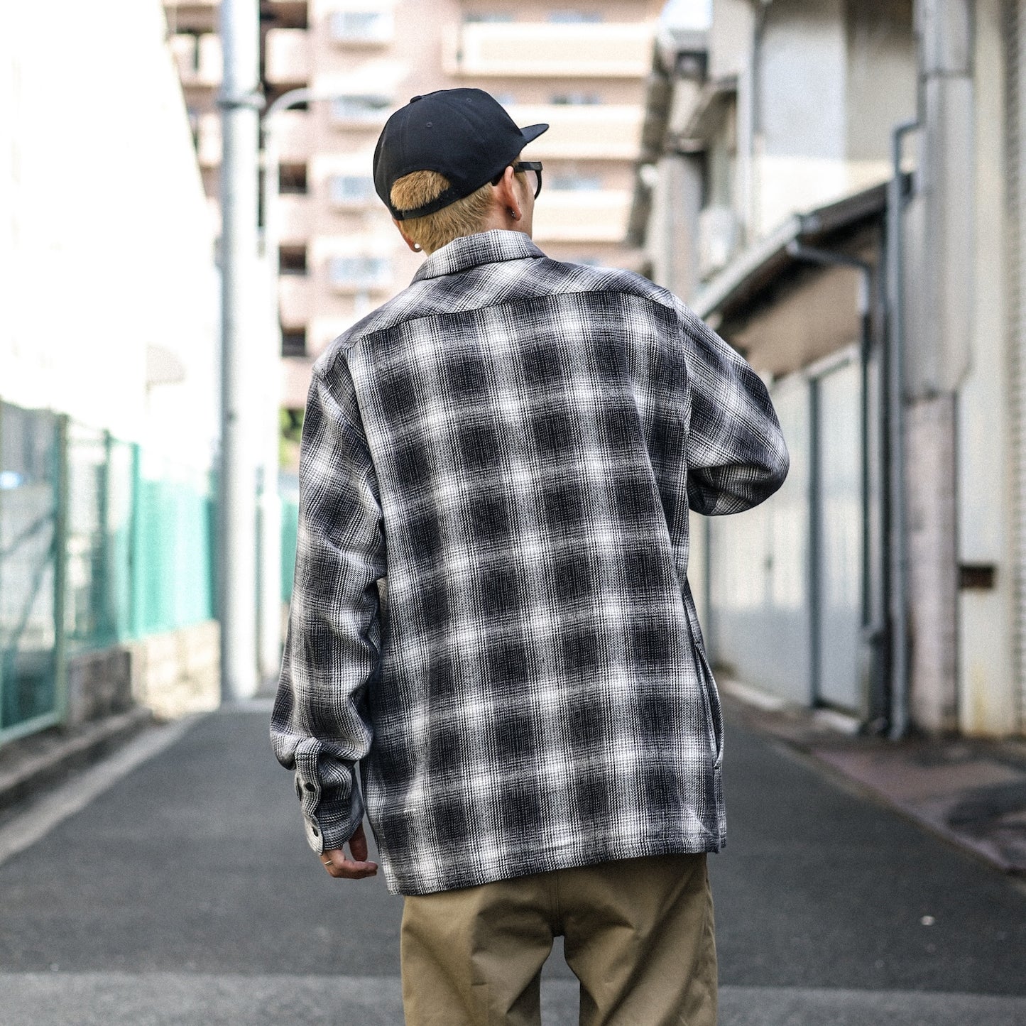 BLUCO / OMBRE CHECK FLANNEL SHIRTS (BLACK)