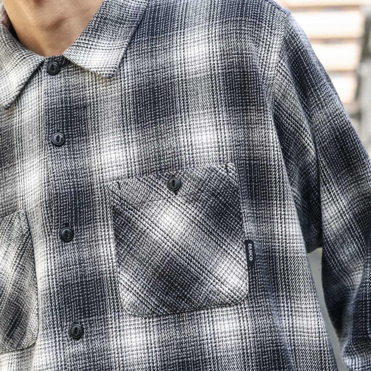 BLUCO / OMBRE CHECK FLANNEL SHIRTS (BLACK)