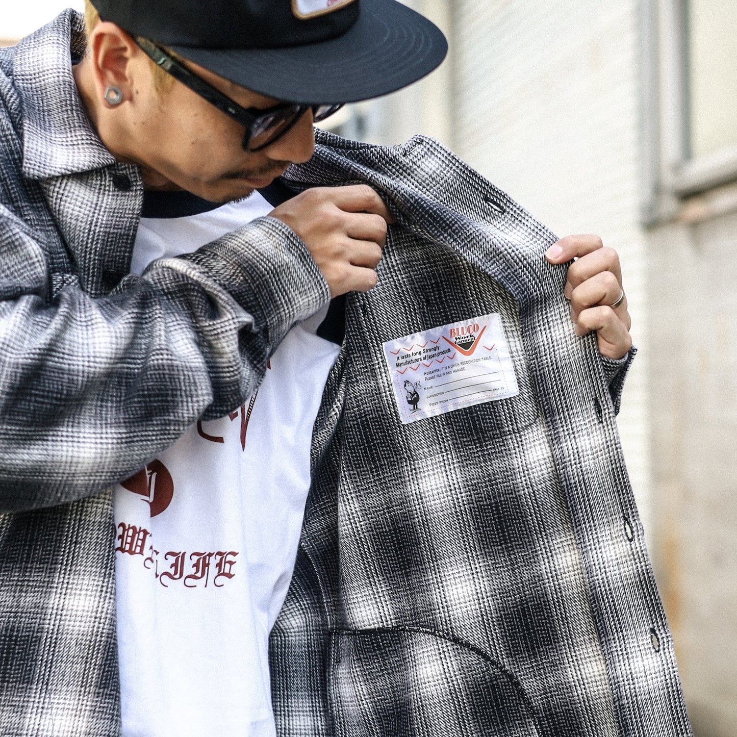 BLUCO / OMBRE CHECK FLANNEL SHIRTS (BLACK)