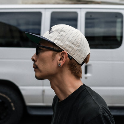 LZBN / EMB ARCH LOGO BASEBALL CAP (CREAM STRIPE/NAVY)