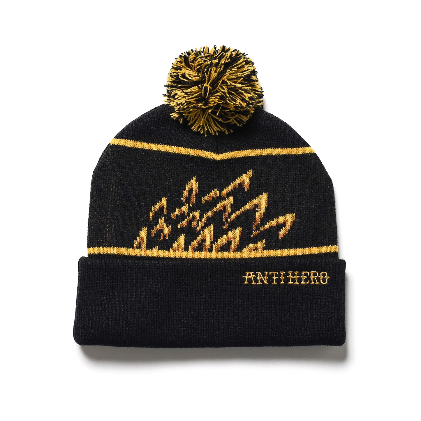 ANTIHERO / EAGLE POM POM BEANIE (BLACK/YELLOW)
