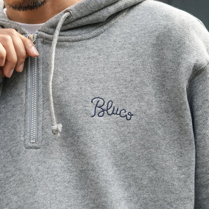 BLUCO / HEAVY PILE SWEAT HALF ZIP HOODIE -EMB- (GRAY)