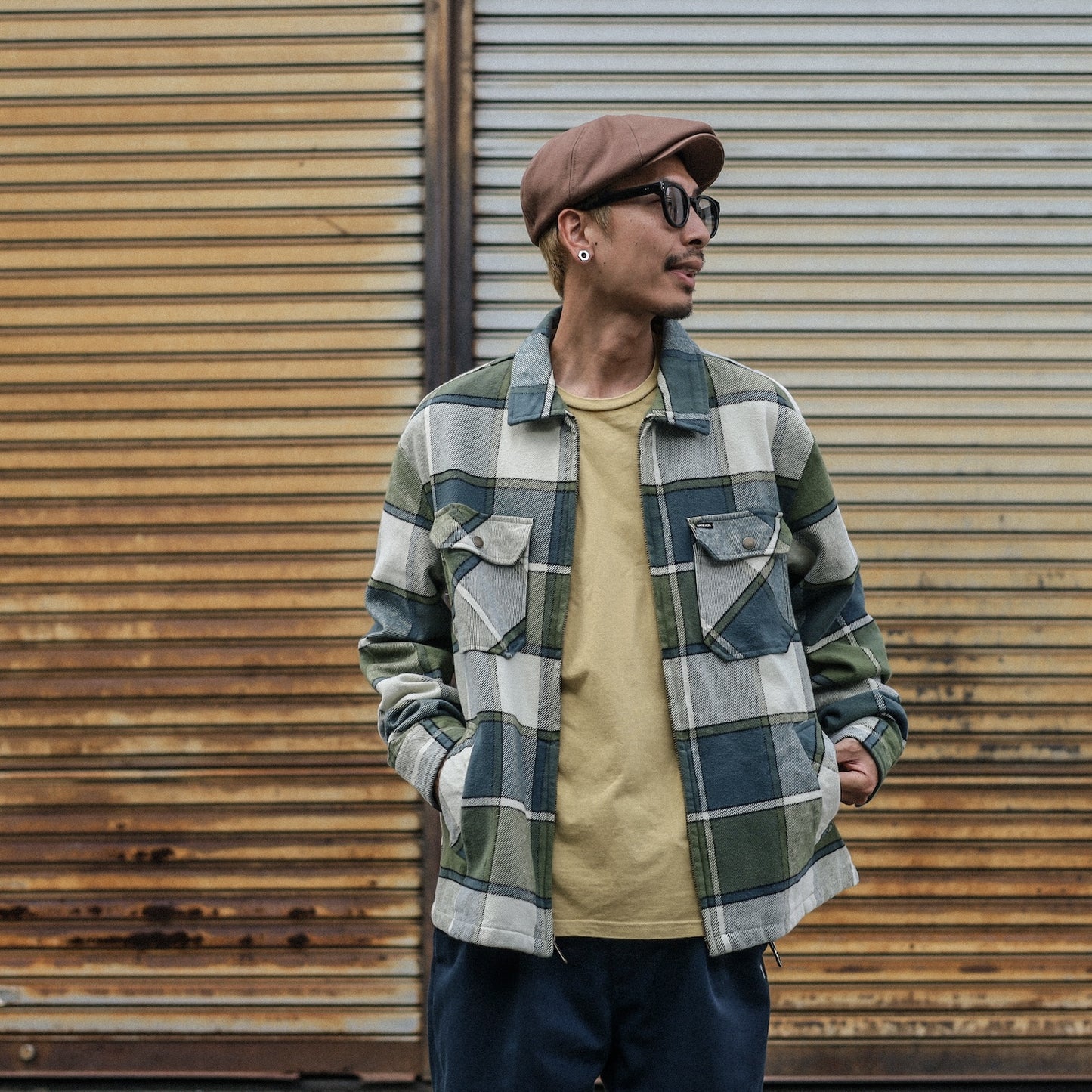 BRIXTON / MOTOR ZIP JACKET (BLUE MIRAGE/DILL PLAID)