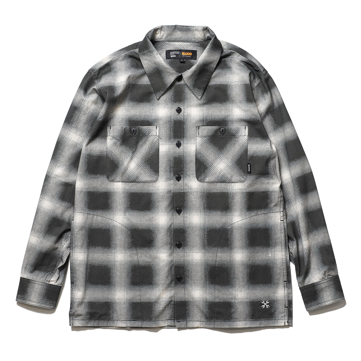 BLUCO / PRINT FLANNEL CHECK SHIRT -OMBRE- (BLACK)