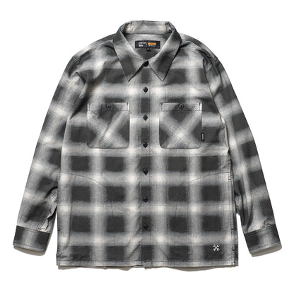 BLUCO / PRINT FLANNEL CHECK SHIRT -OMBRE- (BLACK)
