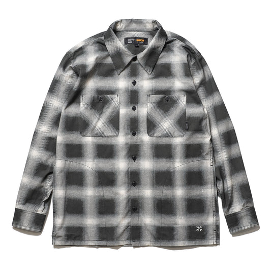 BLUCO / PRINT FLANNEL CHECK SHIRT -OMBRE- (BLACK)
