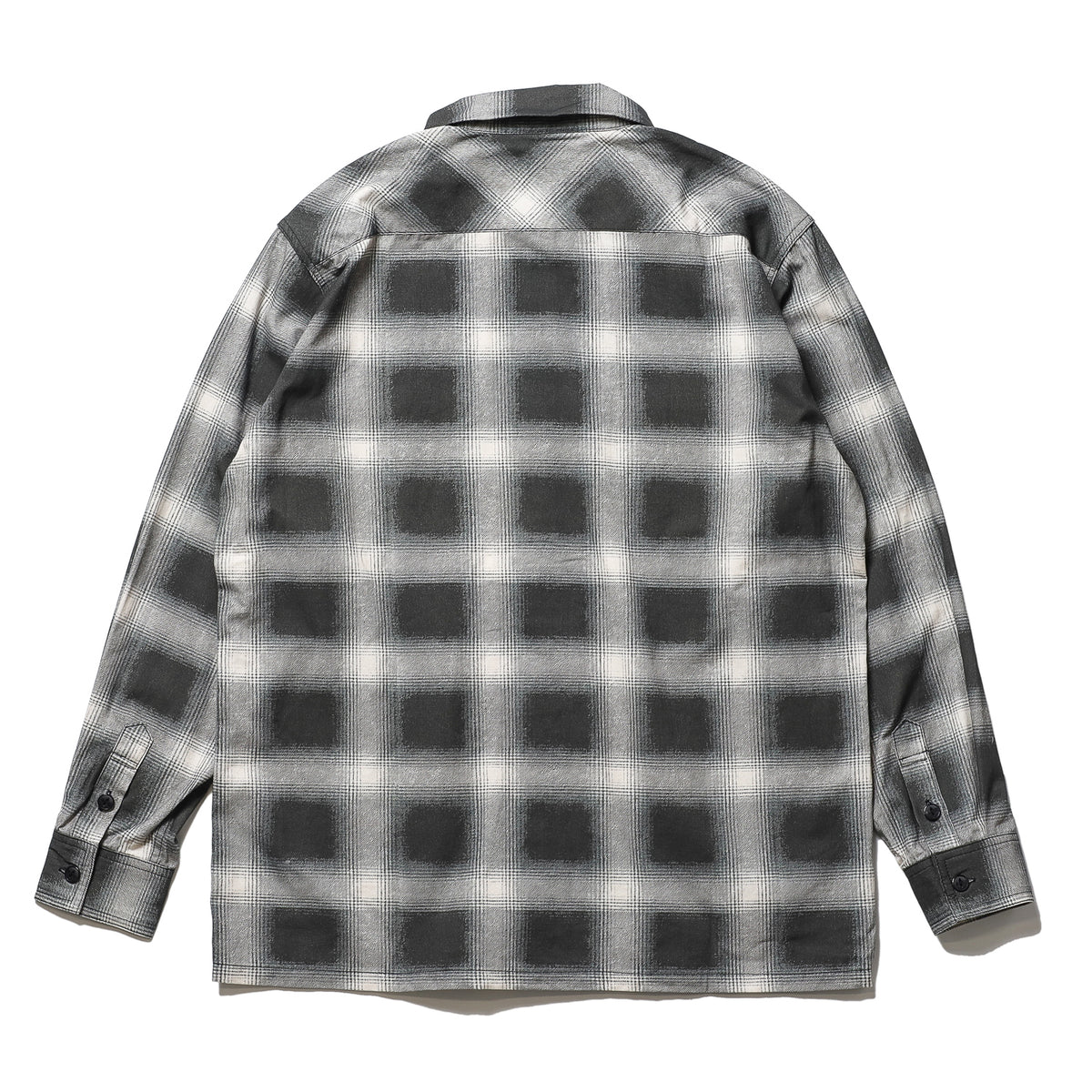 BLUCO / PRINT FLANNEL CHECK SHIRT -OMBRE- (BLACK)