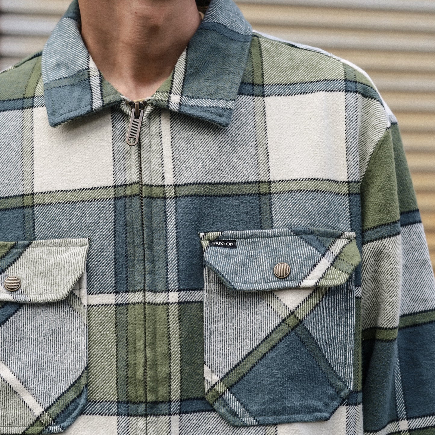 BRIXTON / MOTOR ZIP JACKET (BLUE MIRAGE/DILL PLAID)