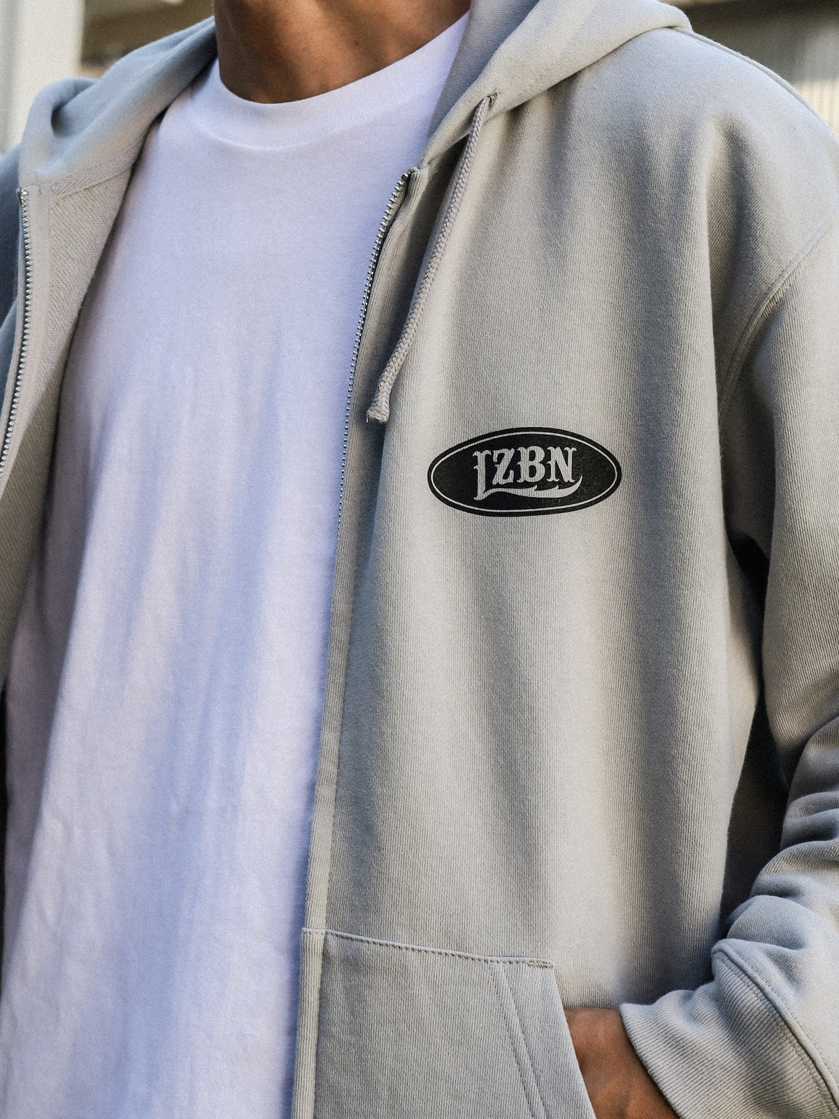 LZBN / MOTOR OVAL ZIP HOODIE (GREY)