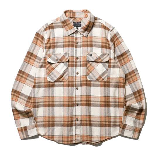 BRIXTON / BOWERY L/S FLANNEL (WHITECAP/PINECONE BROWN/BURRO)