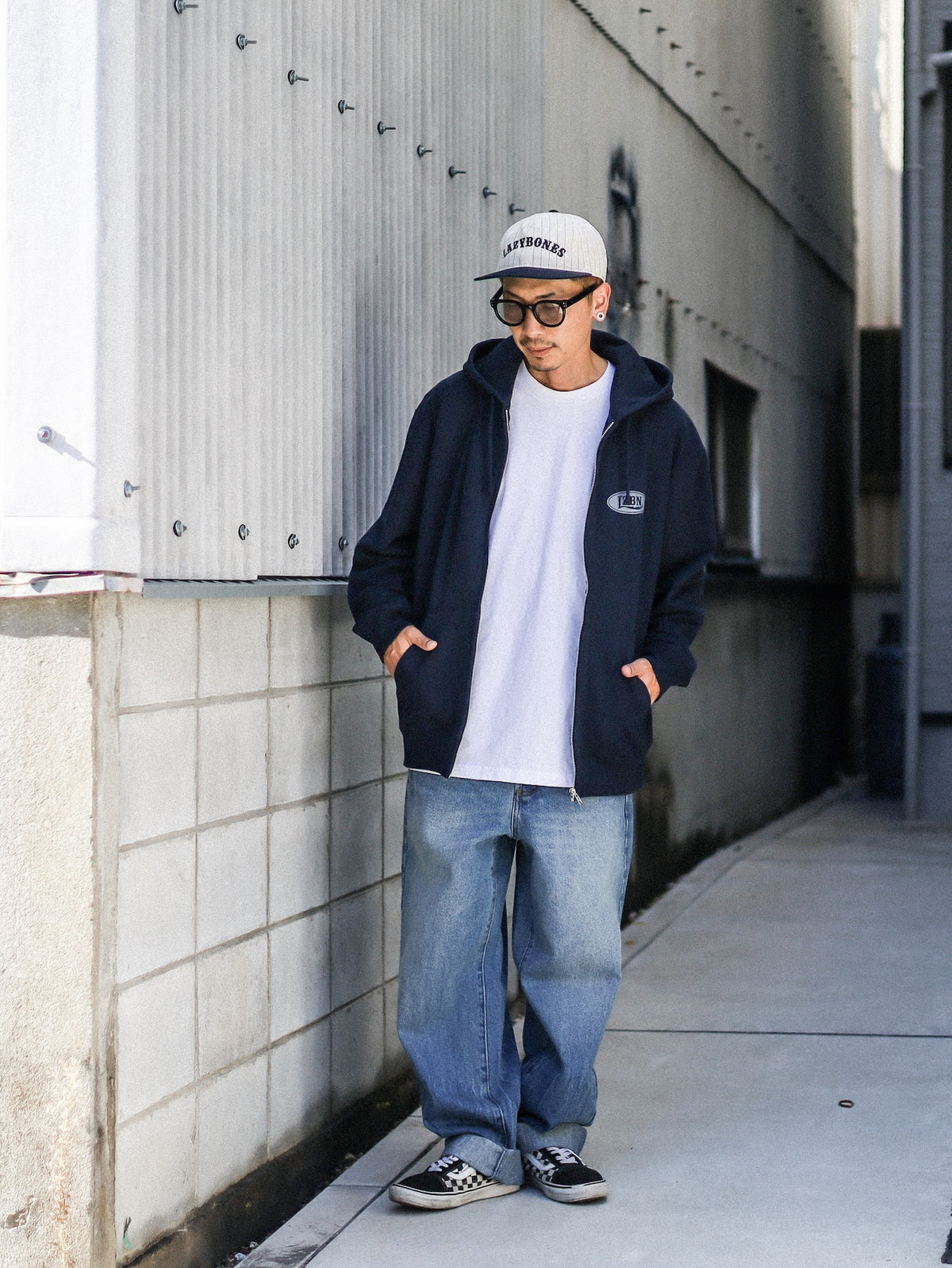 LZBN / MOTOR OVAL ZIP HOODIE (NAVY)