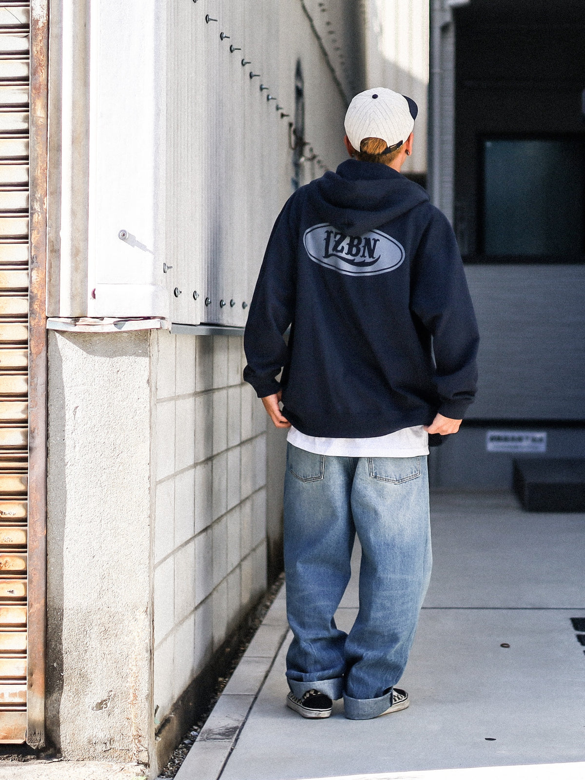 LZBN / MOTOR OVAL ZIP HOODIE (NAVY)
