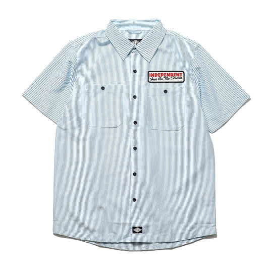 INDEPENDENT / FREE ON THE STREETS S/S SHIRT (WHITE/BLUE STRIPES)