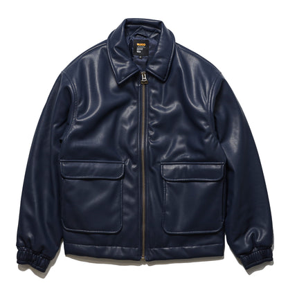 BLUCO / SYNTHETIC LEATHER BOMBER JACKET (NAVY)
