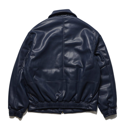BLUCO / SYNTHETIC LEATHER BOMBER JACKET (NAVY)