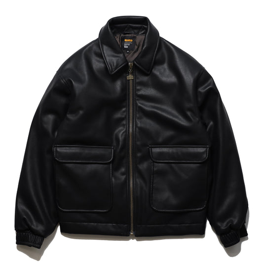 BLUCO / SYNTHETIC LEATHER BOMBER JACKET (BLACK)
