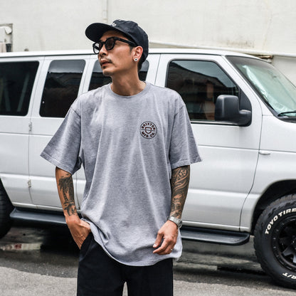 BRIXTON / CREST II S/S STANDARD TEE (HEATHER GREY/NAVY/DARK RED)